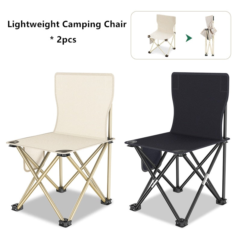 Set of 2 Lightweight, Folding Camping Chairs – Made from Oxford Cloth